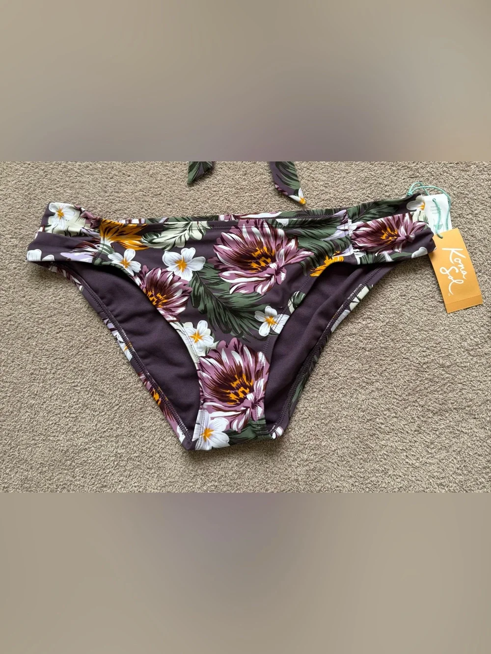 KONA SOL - PURPLE FLORAL SWIM SET - MEDIUM TOP/ LARGE BOTTOM - Picture 2 of 9